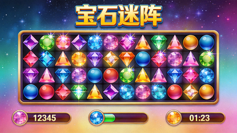 PG娱乐热门休闲益智游戏《宝石迷阵》精美游戏画面